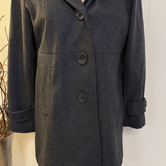 Classic Black Hooded Pea Coat - Picture 3 of 6